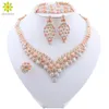 Moda Zestawy Biżuterii Nigeria Dubaj Naszyjnik Kolczyki Bransoletka Pierścień Dla Kobiet Afryka Koralka Bridal Biżuteria Ustaw Prezenty Ślubne H1022
