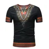 Men's T-Shirts Summer Tshirt Plus Size African National Style Printed Short-sleeved V-neck T-shirt Man Casual Top Clothing