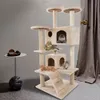 US Stock 52 Cal Kot Meble Scrations Tree Tower Activity Center Duży Gra Bed Condo Bed Draping Tower Kitten Pet House Beige