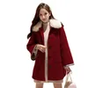 Damesgeuljassen damesrode kerst wollen jas vrouwen Koreaanse winteroverjas uit het versleten losse plus size vesten lange mouw