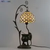 Bordslampor bochsbc tiffany stil färgad glas röd dragonfly blå skugga konst dekoration lampa mus oljetank ram Färgglada skrivbordsljus