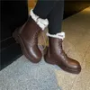Краткий дизайнер поддерживает теплые шерстяные снежные ботинки круглые носки коренастые каблуки на молнии туфли женщины работая базовая лодыжка 210528