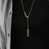 Titanium Steel Simple Geometric Necklace Square Long Par Justerbar längd Mäns och kvinnors modematchande presenter Kedjor