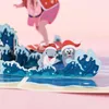 Приветствующие открытки 3D серфинг Санта -Рождественская карта с Рождеством Год фестиваля для детей жены жены подар