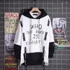 Men's Hoodies & Sweatshirts Fashion Streetwear Techwear Sweatshirt Hip Hop Clothes Men Black Stylish Punk Casual Ribbon Skateboard