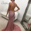 Летние женщины длинные вечеринки с плеча сексуальное bodycon золото блесток maxi платье 210415