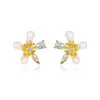 Femmes perle fleur modèle boucles d'oreilles doux affaires vent Floral diamant oreille clou fête européenne cadeau alliage plante boucle d'oreille bijoux accessoires