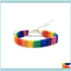 Urok BiżuteriaFaso Rainbow Gay Lesbijka LGBT Pride Bransoletka Bransoletka Bransoletka Przyjaźń Bransoletki Handmade Pleciony Nadgarstek Miłość Biżuteria Walentynki