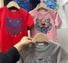 키즈 티셔츠 타이거 헤드 자수 편지 의류 여름 소녀 티셔츠 패션 귀여운 탑스 편안한 캐주얼 어린이 옷 소년 아기 패턴 스타일 티셔츠