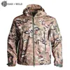 Han Wild Shark Skin Hunting Jackor Shell Militär Taktisk Jacka Män Vattentät Fleece Kläder Multicam Coat Windbreakers 4xl 211214