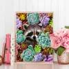 Huacan 5D Malarstwo Soczyste Rośliny Pełny Kwadrat Okrągły DIY Diament Haft Cute Raccoon Animla Handmade Prezent