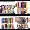 Rings Jewelrybig Customer Discount Pu Bracelet Keychain Leopard Sunflower Cactus Round Leather Tassel Bangle Key Ring 2257 Drop Delivery 2021