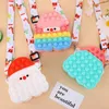 Boże Narodzenie Dzieci Prezenty Fidget Zabawki Silikonowe Rainbow Push Bubble Santa Torebki Moda Decompression Messenger Torba Plecak