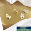 Flyleaf Gold Irregular Uneven Stud Earrings For Women New Trend 100 % 925 Sterling Silver Lady Fashion Jewelry