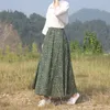 Qooth Lato Jesień Kobiety Kwiatowy Drukowane Linia Vintage Casual Spódnicy Midi Spódnica Kobiet Pościel Bawełniane Spódnice Big Hem QT085 210518