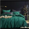 Satser Tillbehör Textil Hem Trädgård Drop Leverans 2021 60s Egyptisk Solid Färg Sängkläder Silkeslen Mjukt Pure Bomull Duvet Er Set Bed Sheet Pillow
