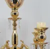 2021 30 "Tall Gold Arm Shiny Metal Candelabra ljuskrona med hängande kristaller Votive Candle Holder Wedding Centerpiece