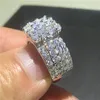 Винтажный корт кольцо 925 Стерлинговая серебряная площадь Diamond Cz Обещание обручальные обручальные кольца для женских свадебных ювелирных изделий252R