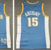 Mitchell and Ness Retro 1991-92 Yellow Basketball Dikembe 55 Mutombo Jerseys Ed Allen 3 Iverson Carmelo 15 Anthony Jersey Short 06-07 Blue