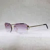 2022 Fabrik Großhandel Neue Vintage Diamanten Schneiden Klare Gläser Randlose Sonnenbrille Männer Metallrahmen Shades Frauen Oculos Gafas Für Strand Fahren