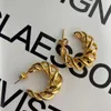 Korean Office Career Luxury Hollow brand vintage twisted hoop stud chunky earrings charm women suits spring aros