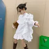 Brand Girls Shirt Dress 8 10 12 years Fashion Irregular Ruffles Dress 2021 New Long Sleeve Teenage Clothes Q0716