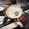 Orologio meccanico automatico da uomo Casual Tourbillon Orologi da polso sportivi in vera pelle Relogio Masculino