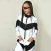 Reflessetracksuits 2 stycke Set Kvinnor Zipper Crop Top Byxor Mode Kvinna Lös Shine Jacka Coat Byxor Plus Storlek Y0625