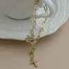ネックレスイヤリングセット2022パーソナリティ誇張女性のためのゴールドカラーファッションクロスペンダントチョーカーラインストーンブレスレット
