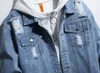 Kausal sport män jackor blå denim långärmad modetryck rockar vår hösten vinter hip hop streetwear 0836#