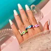 Ins – bague géométrique colorée et minimaliste pour femmes, bijoux de doigt, mode coréenne, anneau élastique réglable