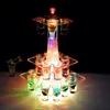 Colorful Luminous LED Crystal Eiffel Tower Cocktail Cup holder Stand VIP Service S Glass Glorifier Display Rack Party Decor266u