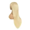 #613 Light Blonde Long Silky Straight Synthetic Hair Wigs No Lace Full Neat Bangs Fashion Women's Heat Resistant Replacement Wig Machine Made