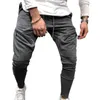 Dorywczo długie spodnie z sznurkiem rozciągliwym bawełna mieszanka mężczyzn spodnie sportowe spodnie G220223