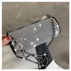 Sacos à noite Mulheres Bolsa de Ombro Diamante Bling Pequenos bolsas e cilindro Corrente de metal Crossbody para 2021