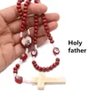 Anhänger Halsketten Handgemachte Redwood Perlen Rosenkranz Halskette Kreuz Religiöse Katholische Schmuck Hand Hold Für Frauen Mann