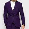 Slim fit Violet Costumes Décontractés pour Hommes 3 pièces Garçons D'honneur Smoking avec Châle Revers Homme Costume De Mode De Mariage Ensemble Veste Gilet Pantalon X0909