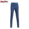 Dames Skinny Gestreepte jeans met Stripes Hoge Taille Slanke Mode voor Vrouw Blauw Denim Broek Vrouw 210428