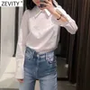 Zevity Women National Style White Blouse Lady Långärmad Beading Kimono Kvinna Casual Court Shirt Chic Blusas Tops LS9217 210603