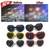 60 stks / dhl hartvormige speciale effecten glazen unisex zonnebril nieuwigheid liefde glazen licht hart look mooie nachtlichten Valentijnsdag cadeau H12DU4E