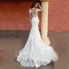 La sirena di pizzo su misura veste l'abito di cerimonia nuziale bianco della manica lunga Abito da sposa vintage sexy Robe de mariage