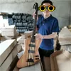 4 Strings Original Wood Neck-thru-Body Electric Bass Guitar with 2 Pickups,Black Hardware,Can be customized