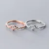 Cluster Rings Real 925 Sterling Silver Simple Heart Shape Geometric Hollow Zircon Open Party Fine Charming Jewelry Trendy Gift For Women