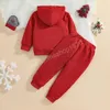 Miúdos Roupas Sets Meninas Roupas Meninos Crianças Carta De Natal Impressão Com Capuz Tops + Calças 2 Pcs / Definido Primavera Outono Moda Bebê Roupas de Xmas