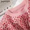 Fashion Leopard Ribbed Knitted T-shirt Women Spring Short Sleeve O Neck T Shirt Ladies Streetwear Summer Crop Top 210601