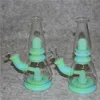 Glow in the dark mini bubbler silicone smoking pipes Water Pipe multiple Color Silicon Oil Rigs bongs Hookahs Glass Bowl quartz banger