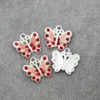 Silver Plated Enamel Butterfly Rhinestone Crystal Charm Beads 7Colors Pendants Jewelry Findings & Components L1559 56pcs/lot