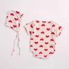 Sommarbarns flickor Bodysuits Infant Love Butterfly Collar Shorts Ärm Hardcover Cotton Jumpsuit Creeper Kläder 210429