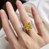 Cluster Rings 100% 925 Sterling Silver Simulated Moissanite Radien Cut Created Citrine Gemstone Ring Girls Fine Jewelry Edwi22