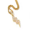 Iced Out Pendant Necklaces Double Lightning Mens Gold Necklace Fashion Hip Hop Jewelry5446026